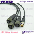 Blindaje IP67 IP68 Conector MIL-C-5015 de 2 pines a cable flexible BNC